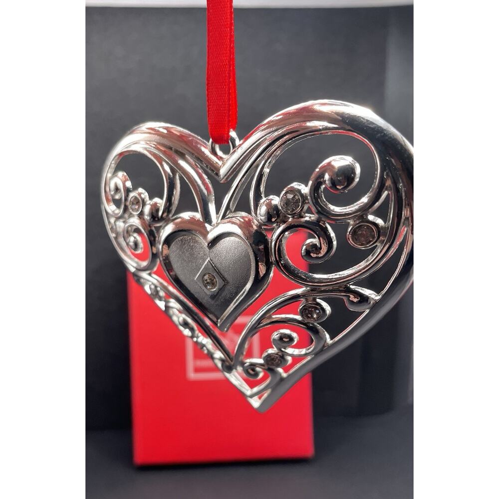 Lenox Sparkle & Scroll Large‎ Heart Shaped Ornament Clear Crystals. New in Box - Picture 2 of 6